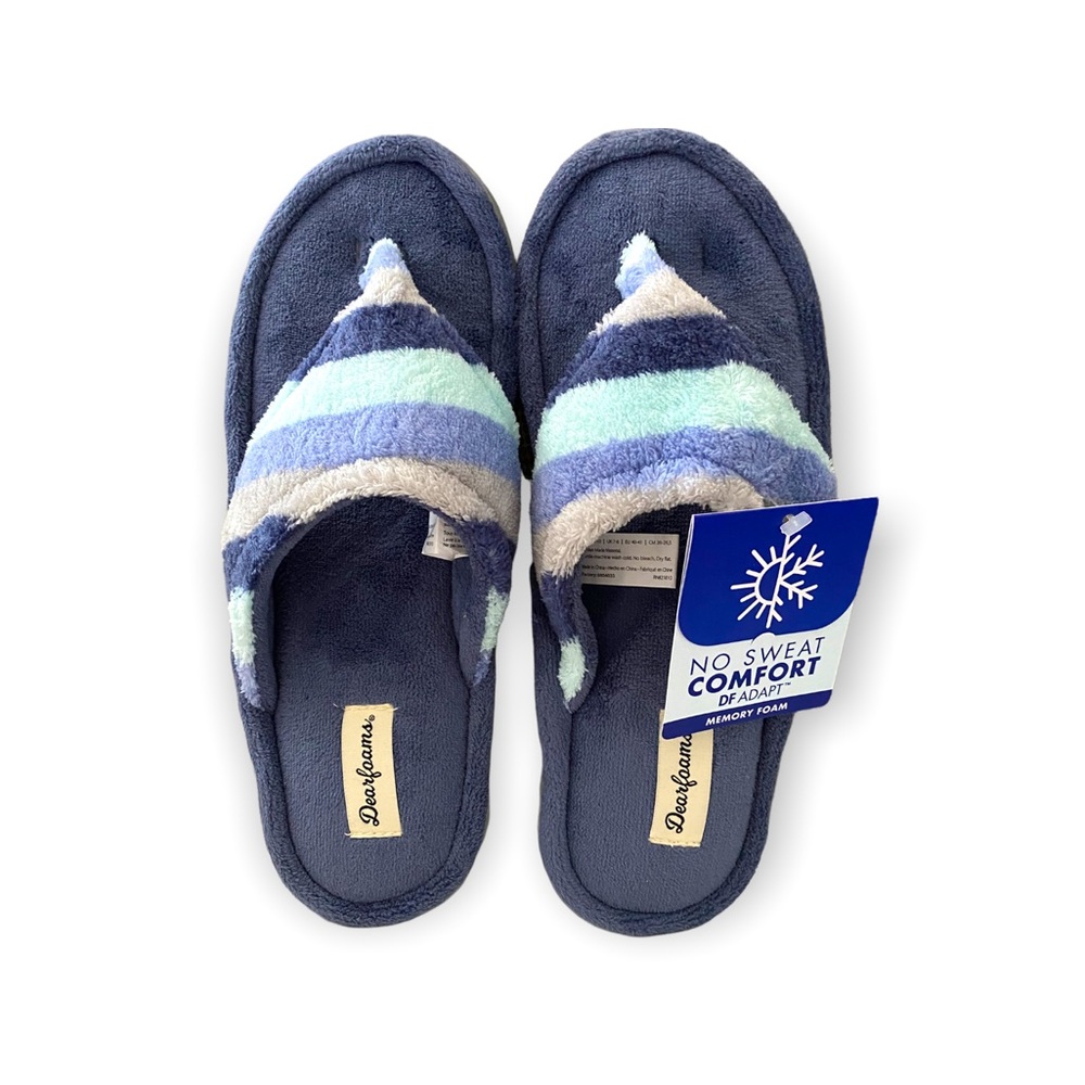 Dearfoams - Women’s Melanie Terry Thong Stripes Slipper